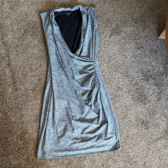 Ann Taylor Asymmetrical Gray Wrap Dress - Picture 3 of 4